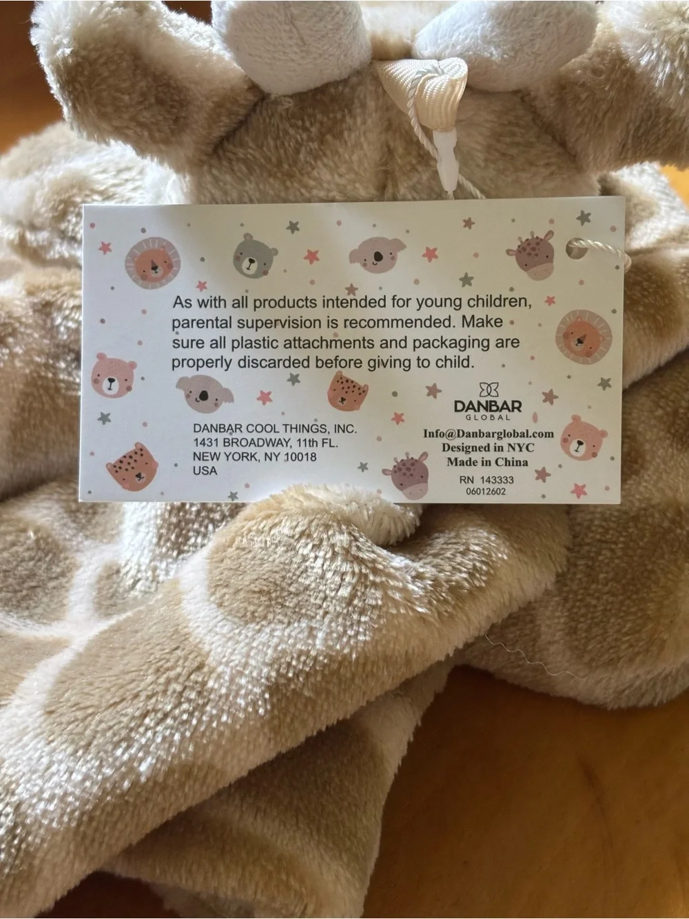 Oobles Giraffe Lovey Plush Security Blanket‎ Baby Rattle Toy DANBAR NWT